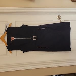 Tory‎ Burch Navy blue buckle dress. Size 10.